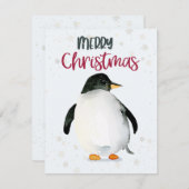 Penguin Waterverf kerstkaart Notitiekaartje (Voorkant / Achterkant)