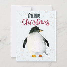 Penguin Waterverf kerstkaart Notitiekaartje