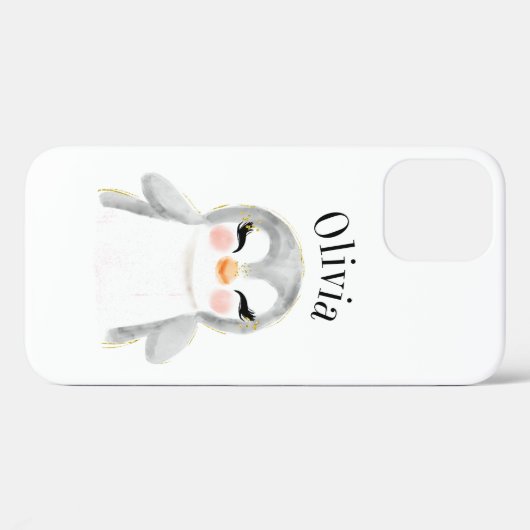 Penguin Waterverf Name Modern Case-Mate iPhone Case (Achterkant (horizontaal))