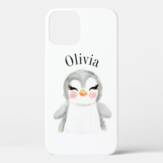 Penguin Waterverf Name Modern Case-Mate iPhone Case (Achterkant)