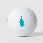Penguin Waterverf Silhouette Blauwgroen Turquoise  Golfballen (Voorkant)
