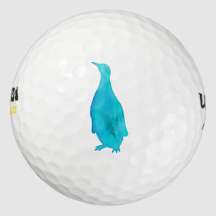Penguin Waterverf Silhouette Blauwgroen Turquoise  Golfballen