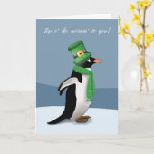 Penguin Wearing Green met Funny St. Patricks Day Kaart (Gele Bloem)