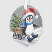 Penguin Wearing Santa hat Christmas Art  Ornament (voorkant)