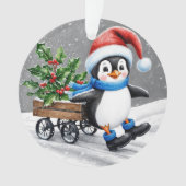 Penguin Wearing Santa hat Christmas Art  Ornament (voorkant)