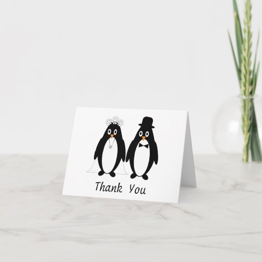Penguin Wedding Bedankt Feestdagen Kaart (Voorkant)