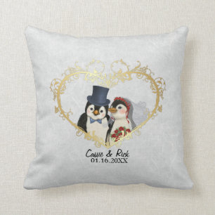 Penguin Wedding Bride and Groom - Aanpassen Kussen