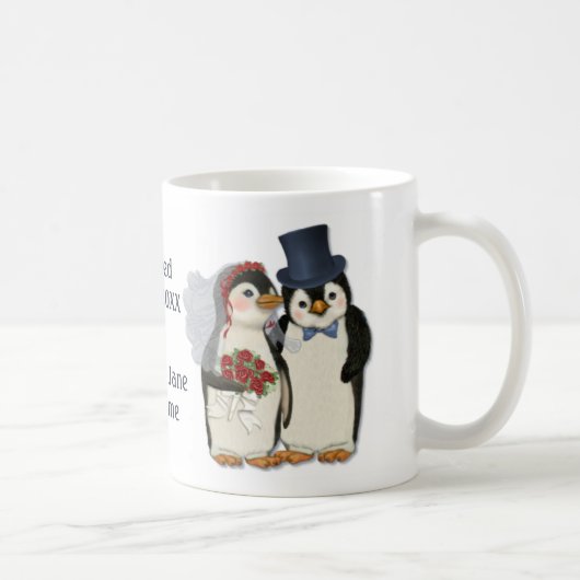 Penguin Wedding Bride en Groom Stropdas - Aanpasse Koffiemok (Rechts)