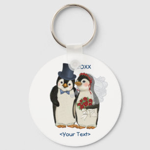 Penguin Wedding Bride en Groom Stropdas - Aanpasse Sleutelhanger