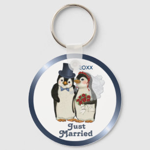 Penguin Wedding Bride en Groom Stropdas - Aanpasse Sleutelhanger