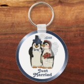 Penguin Wedding Bride en Groom Stropdas - Aanpasse Sleutelhanger (Voorkant)