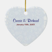 Penguin Wedding Heart - Achtergrondtekst aanpassen Keramisch Ornament (Achterkant)