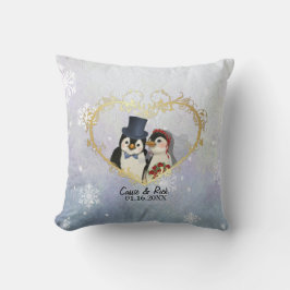 Penguin Wedding Snowflake Pattern - Aanpassen Kussen