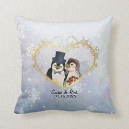 Penguin Wedding Snowflake Pattern - Aanpassen Kussen