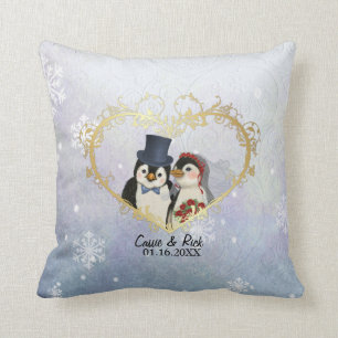 Penguin Wedding Snowflake Pattern - Aanpassen Kussen