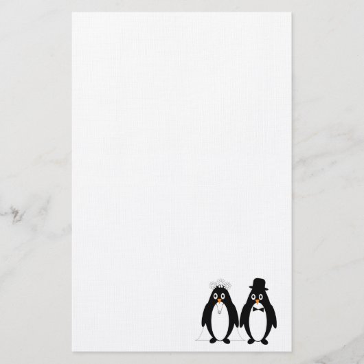 Penguin Wedding Stationery Briefpapier (Voorkant)