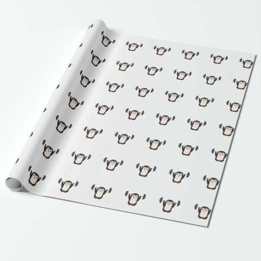 Penguin Weightlift Cadeaupapier (Uitgerold)