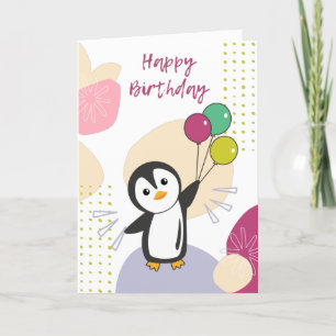 Penguin wenst een fijne verjaardag voor uw pinguïn feestdagen kaart