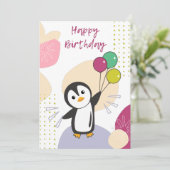 Penguin wenst een gelukkige verjaardag voor u kaart (Staand voorkant)