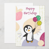 Penguin wenst een gelukkige verjaardag voor u kaart (Voorkant / Achterkant)