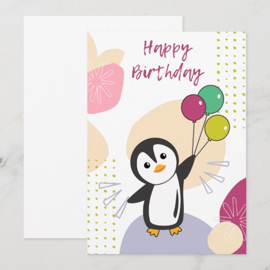 Penguin wenst een gelukkige verjaardag voor u kaart (Voorkant / Achterkant)