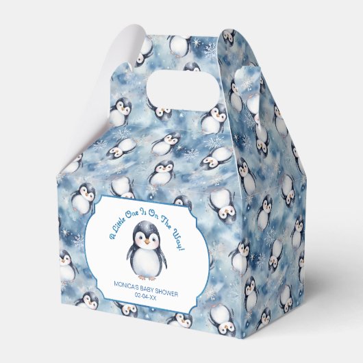 Penguin Winter Baby shower Favoriet Box Bedankdoosjes (Achterkant)