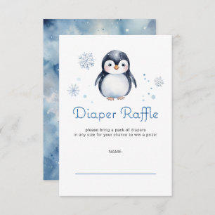 Penguin Winter Baby shower Luier Raffle Ticket Informatiekaartje