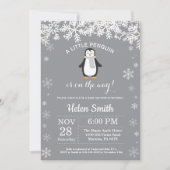 Penguin Winter Baby shower Snowflake Uitnodiging (Voorkant)