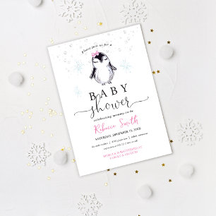 Penguin Winter Baby Shower Uitnodiging