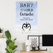 Penguin Winter Baby shower Welkom Poster (Thuiskantoor)