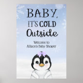 Penguin Winter Baby shower Welkom Poster (Voorkant)