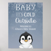 Penguin Winter Baby shower Welkomstteken Poster (Voorkant)