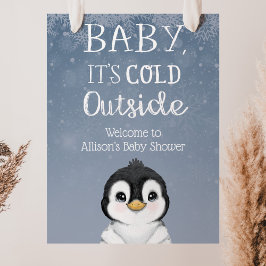 Penguin Winter Baby shower Welkomstteken Poster