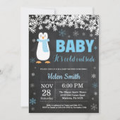 Penguin Winter Boy Baby shower Chalkboard Kaart (Voorkant)