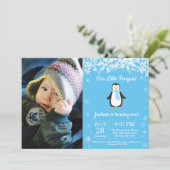 Penguin Winter Boy Birthday Foto Kaart (Staand voorkant)