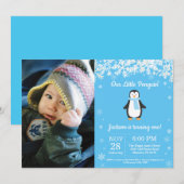 Penguin Winter Boy Birthday Foto Kaart (Voorkant / Achterkant)
