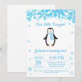 Penguin Winter Boy Verjaardag Uitnodiging (Voorkant / Achterkant)