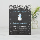 Penguin Winter Boy Verjaardag Uitnodiging (Staand voorkant)