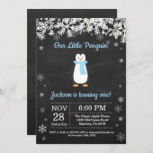 Penguin Winter Boy Verjaardag Uitnodiging (Voorkant / Achterkant)