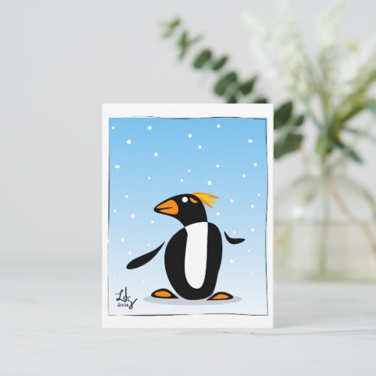 Penguin Winter Briefkaart (Staand voorkant)