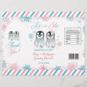 Penguin Winter Gender onthullen Chip Bag Wrapper Flyer