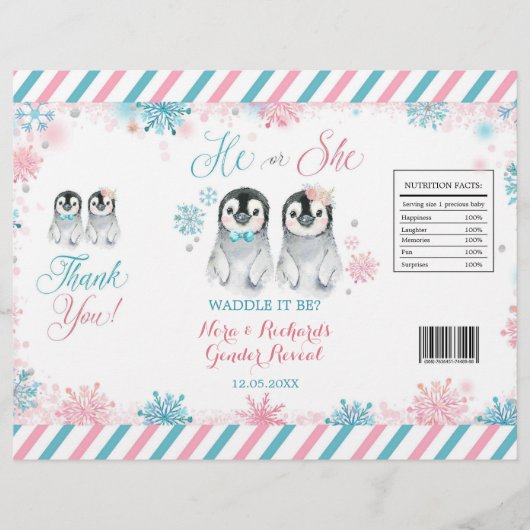 Penguin Winter Gender onthullen Chip Bag Wrapper Flyer (Voorkant)