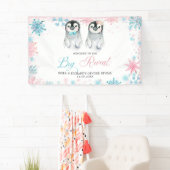 Penguin Winter Gender onthullen Grote banenbord Spandoek (Insitu)