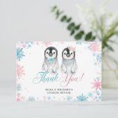 Penguin Winter Gender onthullen Hartelijk dank Bedankkaart (Staand voorkant)