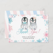 Penguin Winter Gender onthullen Hartelijk dank Bedankkaart (Voorkant / Achterkant)