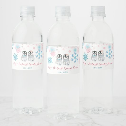 Penguin Winter Gender onthullen waterfleslabels Waterfles Etiket (Flessen)