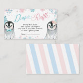 Penguin Winter Gender onthulling diaper Raffle Informatiekaartje (Voorkant / Achterkant)