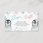 Penguin Winter Gender onthulling diaper Raffle Informatiekaartje (Voorkant)
