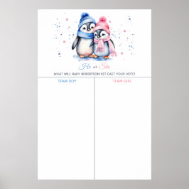 Penguin Winter Geslacht Onthullen Gegoten Uw Stems Poster