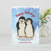 Penguin Winter Groeten Feestdagenkaart (Staand voorkant)
